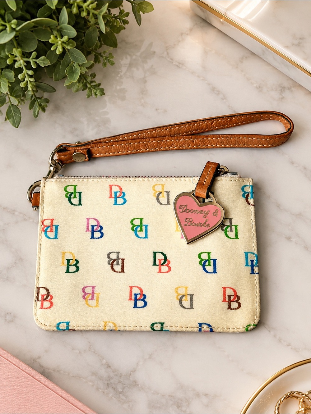 Vintage Y2K Dooney & Bourke “It Bag Collection” Wristlet with Rainbow Zipper